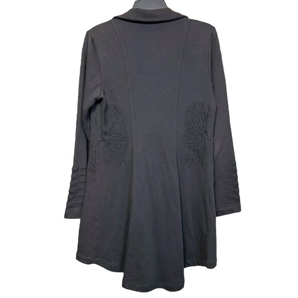 Soft Surroundings Embroidered Jacket Cardigan Small Gray Military Grunge Goth - Picture 8 of 12